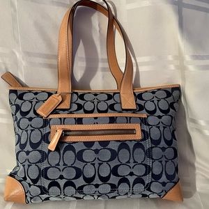 Coach signature blue jacquard shoulder bag